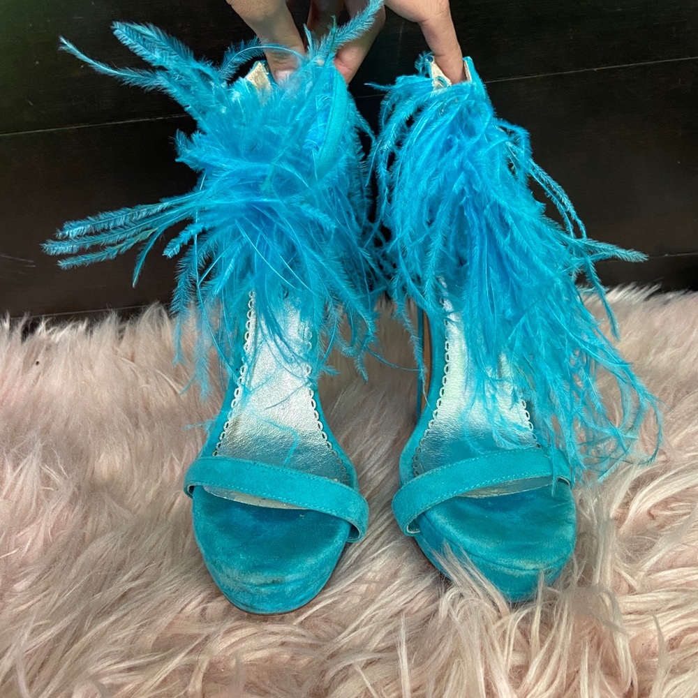 Bebe fringe heel ocean blue